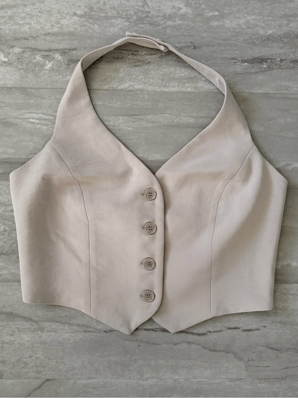 Christian Lacroix Beige Halter Button-Front Crop Top
